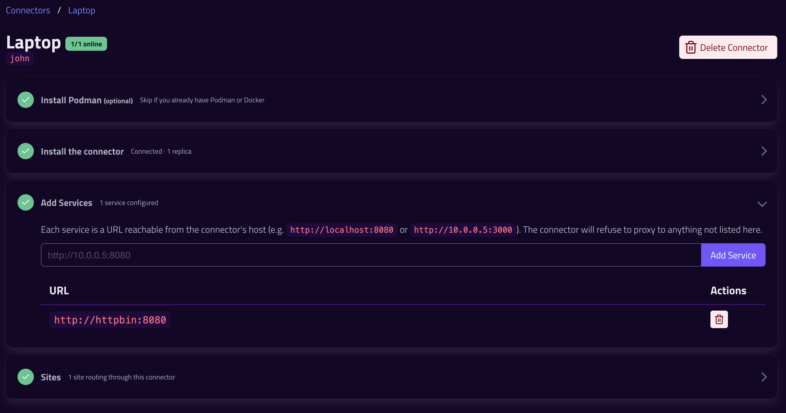New Connector UI